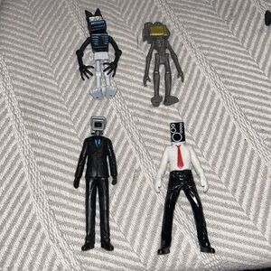 Tv Head Skibidi Toilet Figure Toy‎ Cameraman PVC Office Desk Lot Of Four